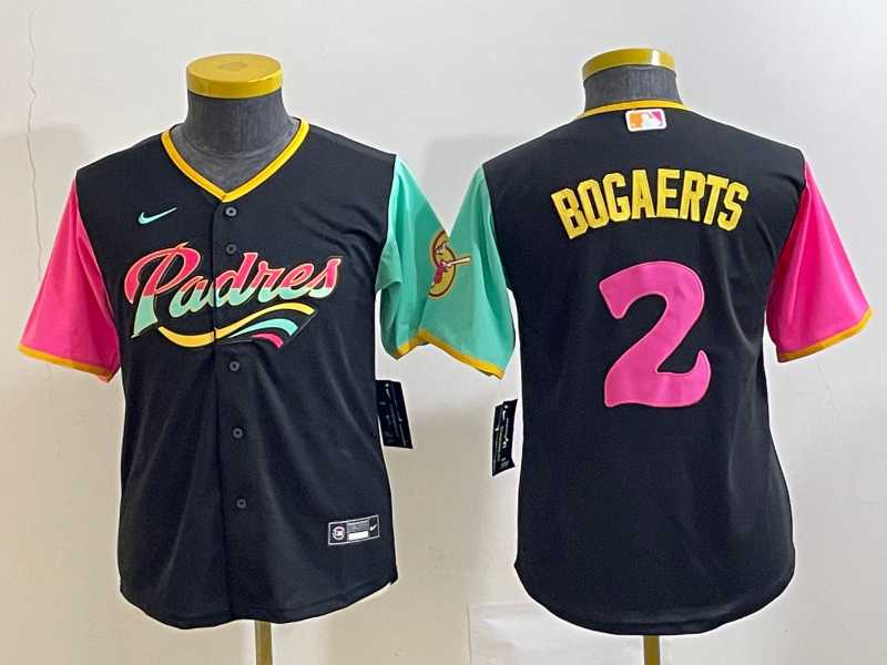 Youth San Diego Padres #2 Xander Bogaerts Black NEW 2023 City Connect Cool Base Stitched Jersey->mlb youth jerseys->MLB Jersey
